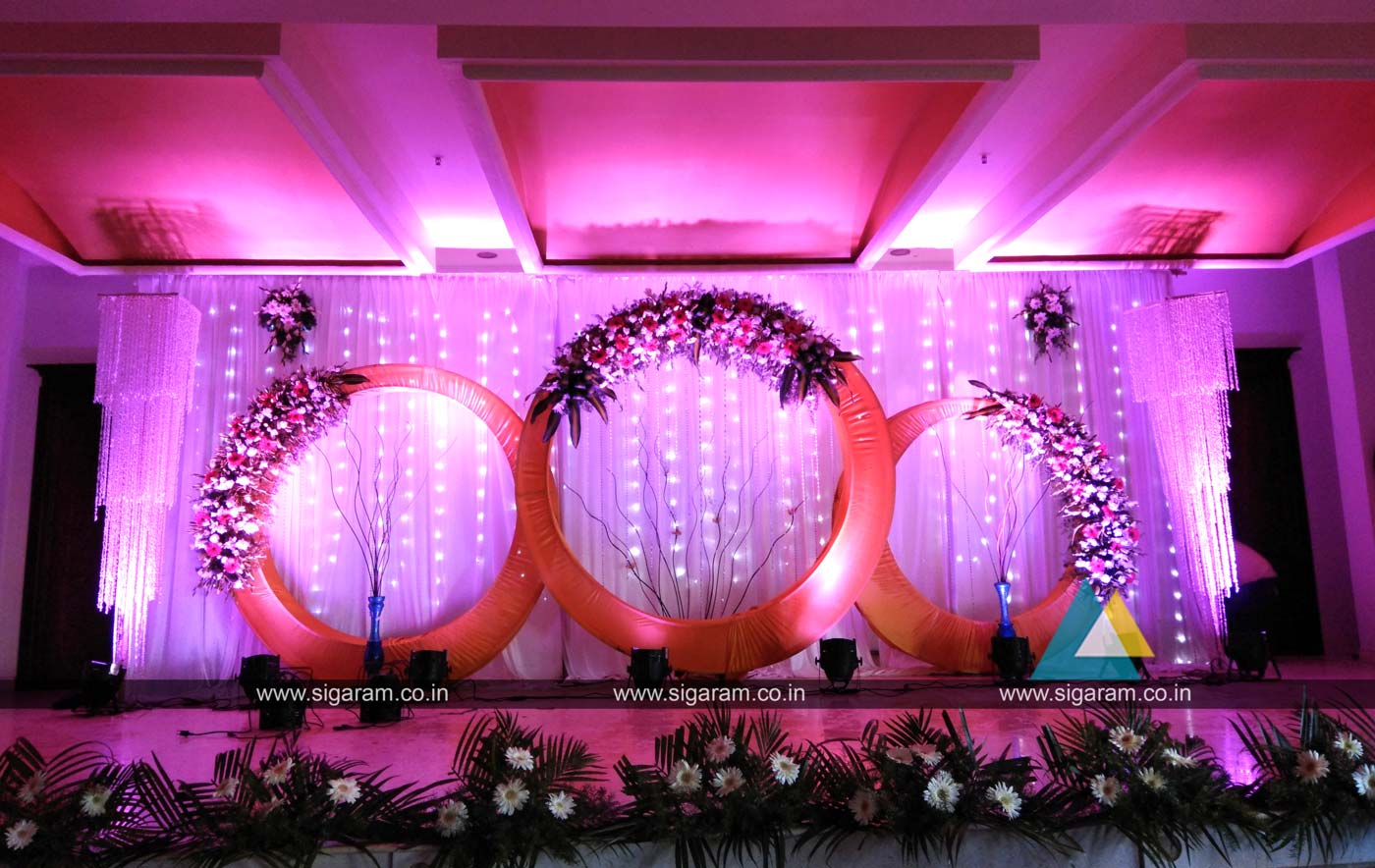 Reception stage decoration at Atithi Hotel, S.V. Patel Salai ...