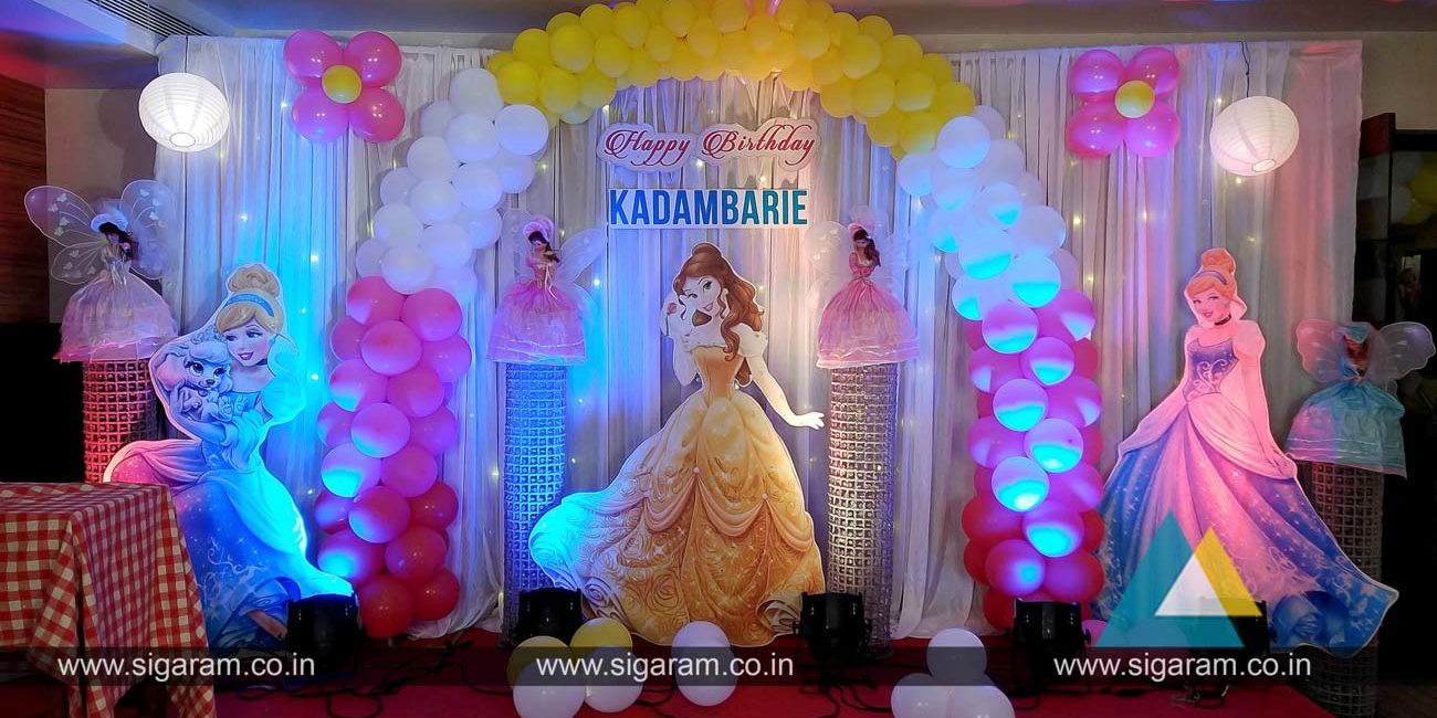Princess themed birthday balloon decoration at Abirami Residency ...